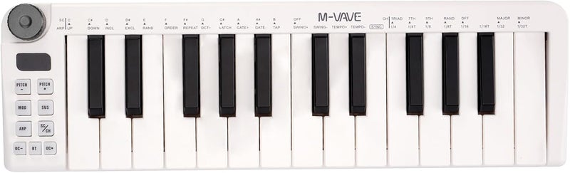 M-VAVE 25 Keys Mini Keyboard – Professional Beat Maker and Keytar for Keyboard Music Production Builtin Battery Wireless Connect White - Image 1